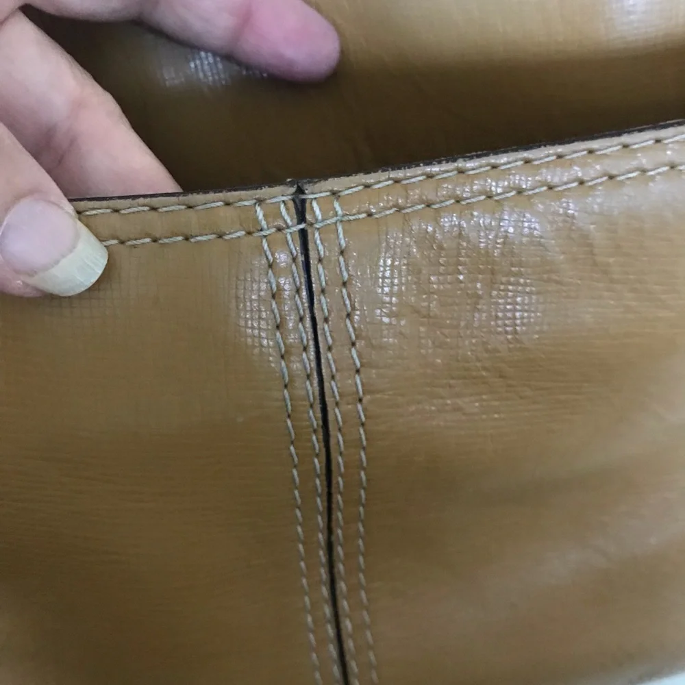 Vintage Leather Satchel Bag Camel Brown Adrienne Vittadini Classic Top Handle